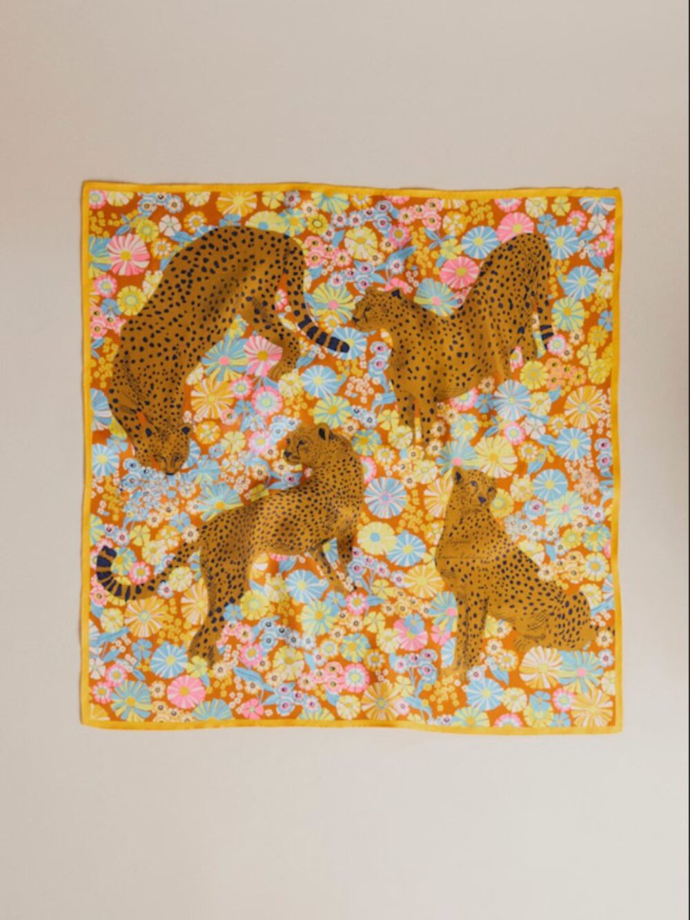 Sézane x Inoui Editions NWT Foulard in Caramel Pampa Print